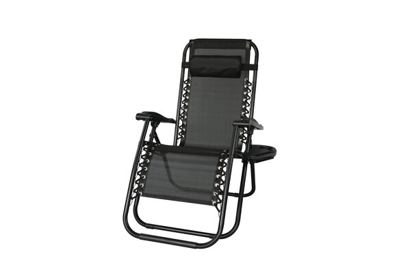 Ligstoel tuin - ligbed - 157,5 x 63,5 x 81 cm - zwart