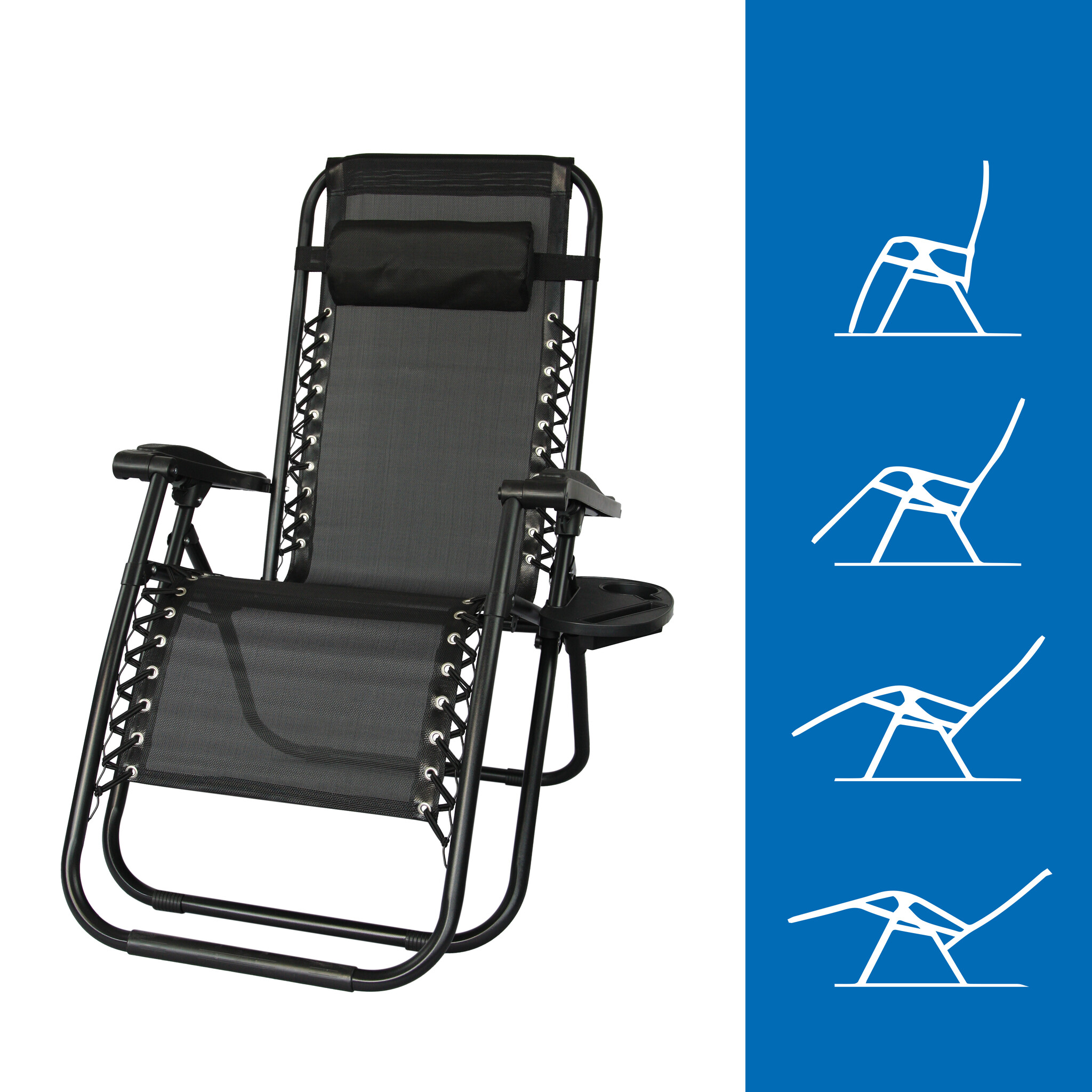 Ligstoel tuin - ligbed - 157,5 x 63,5 x 81 cm - zwart