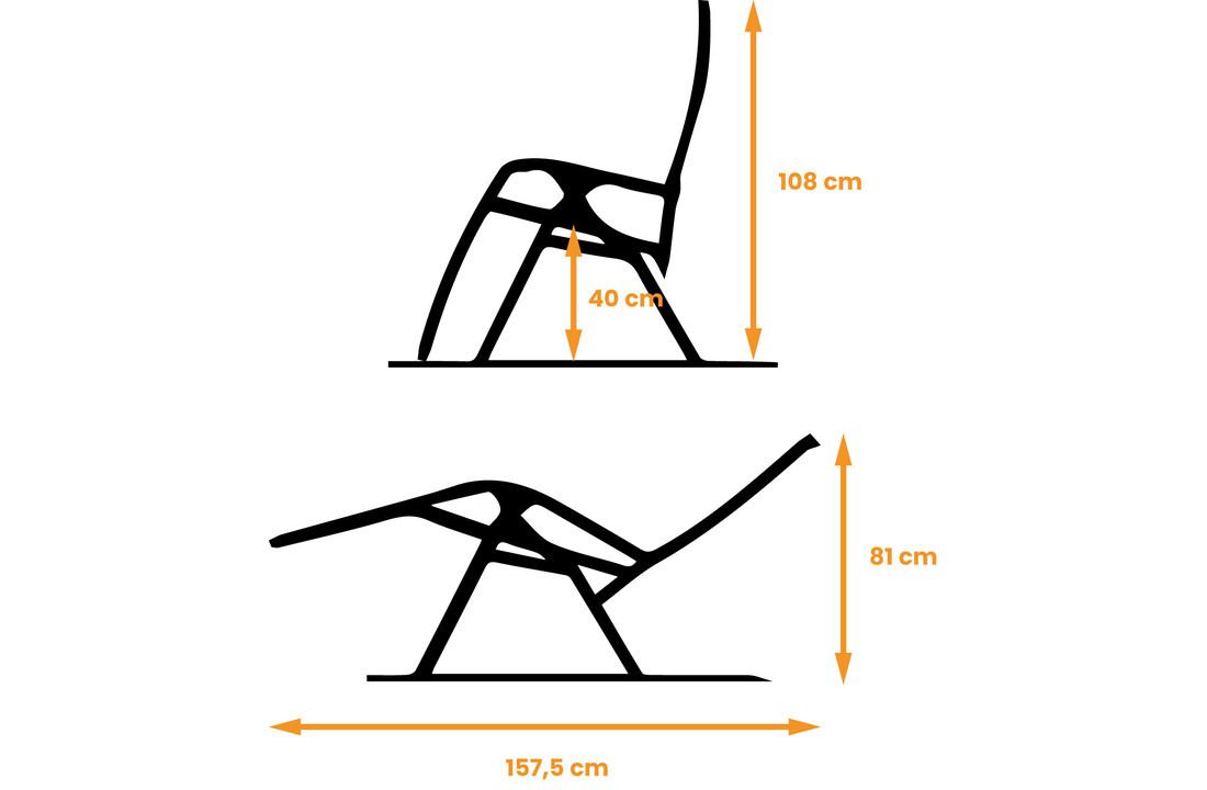Ligstoel tuin - ligbed - 157,5 x 63,5 x 81 cm - zwart