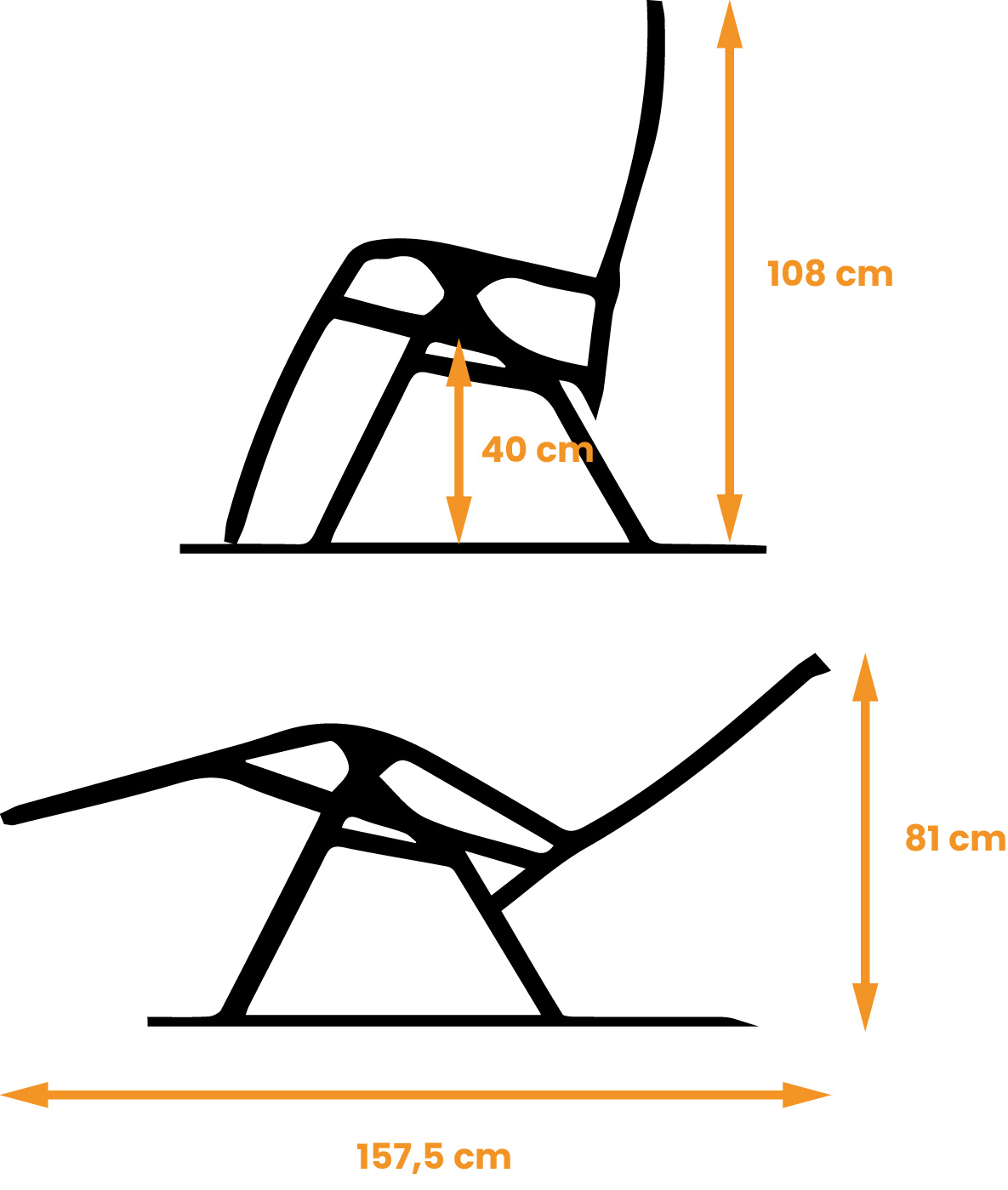 Ligstoel tuin - ligbed - 157,5 x 63,5 x 81 cm - zwart