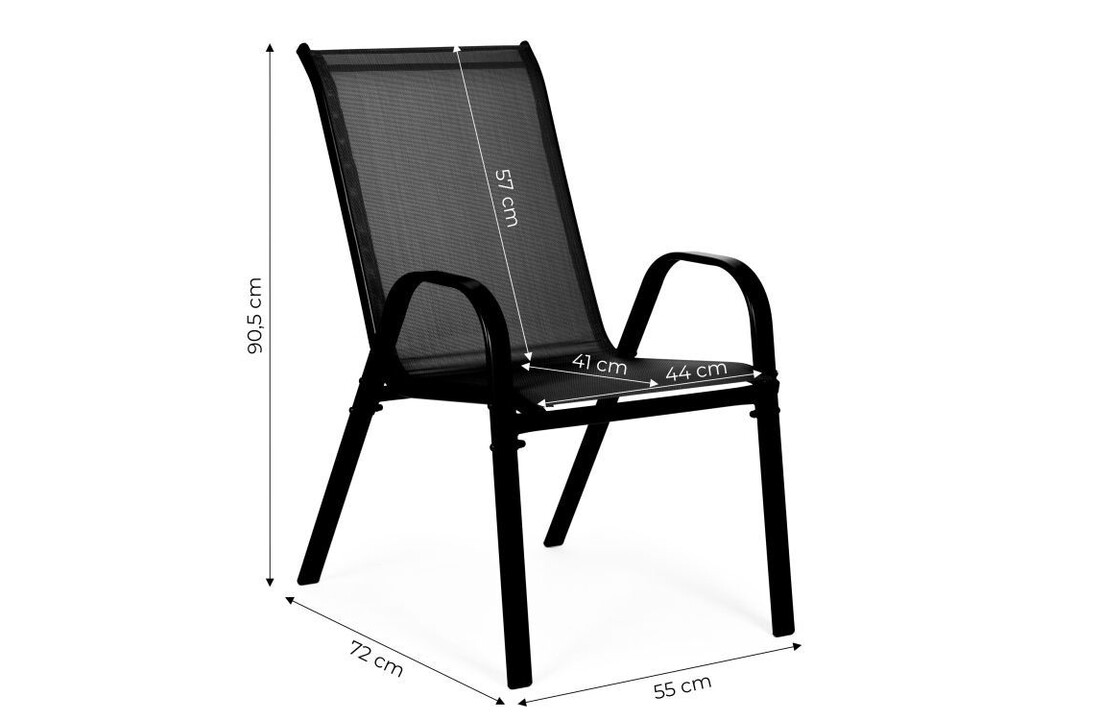 Tuinstoelen set van 2 – 55 x 72 x 90,5 cm – zwart