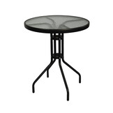 Bistrotafel - rond 60 cm – zwart - tuintafeltje met gehard glas