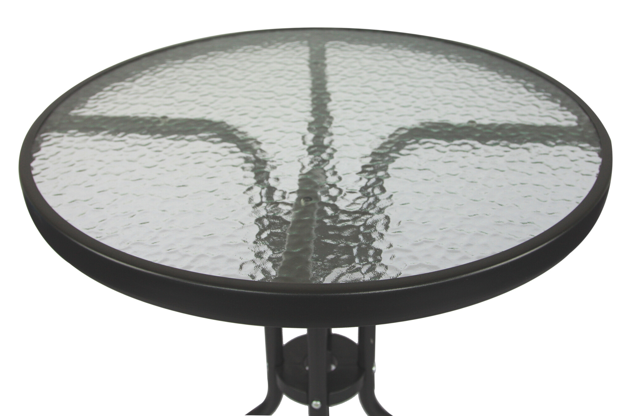 Bistrotafel - rond 60 cm – zwart - tuintafeltje met gehard glas