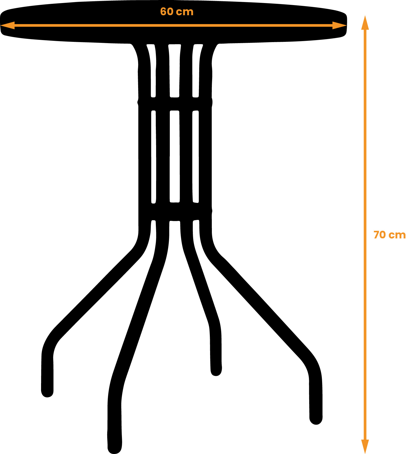 Bistrotafel - rond 60 cm – zwart - tuintafeltje met gehard glas