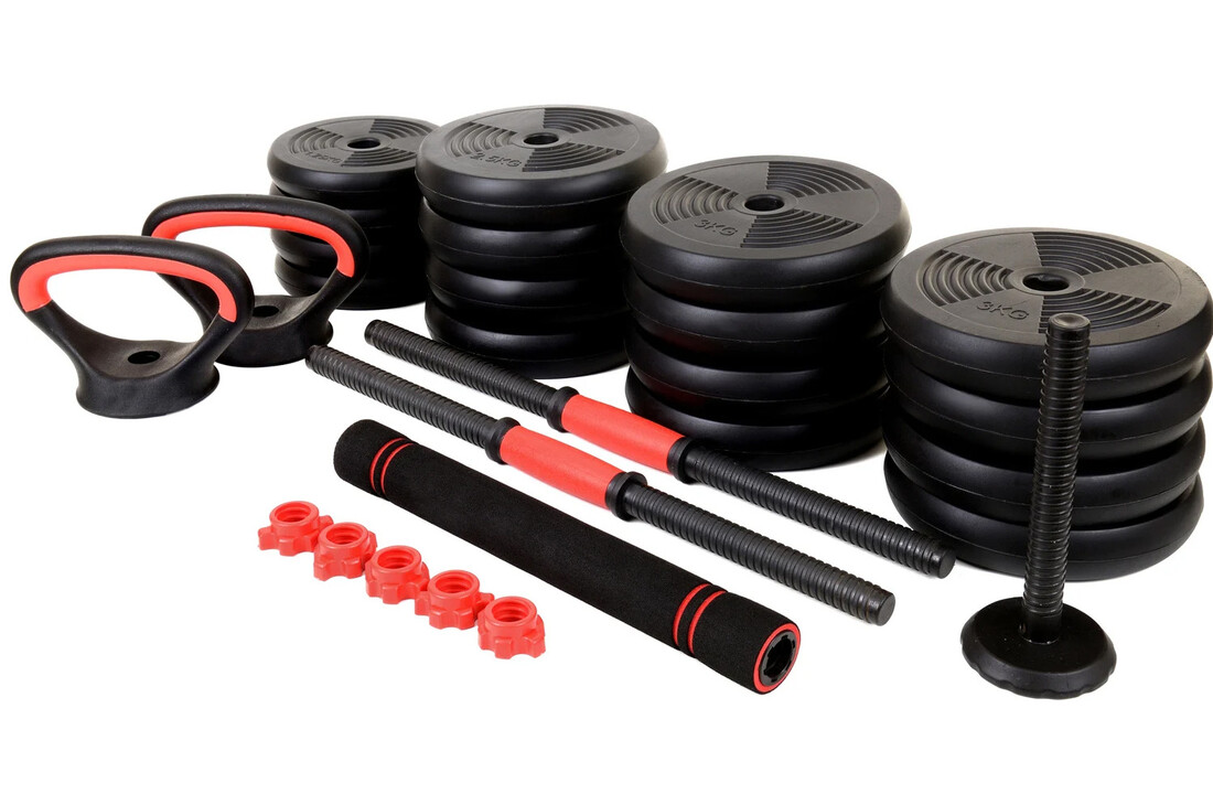 Halterset - Dumbbellset - 40 kg verstelbaar met kettlebell