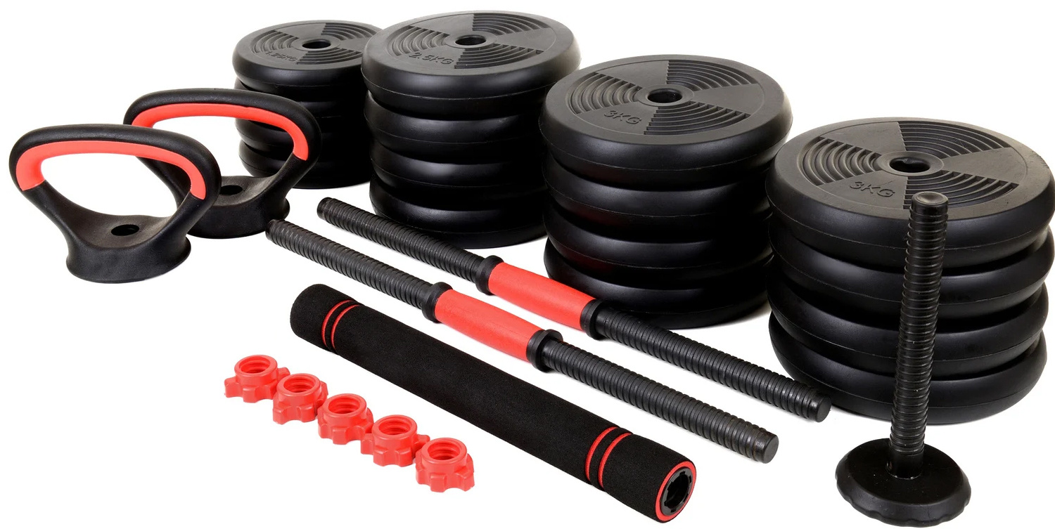 Halterset - Dumbbellset - 40 kg verstelbaar met kettlebell