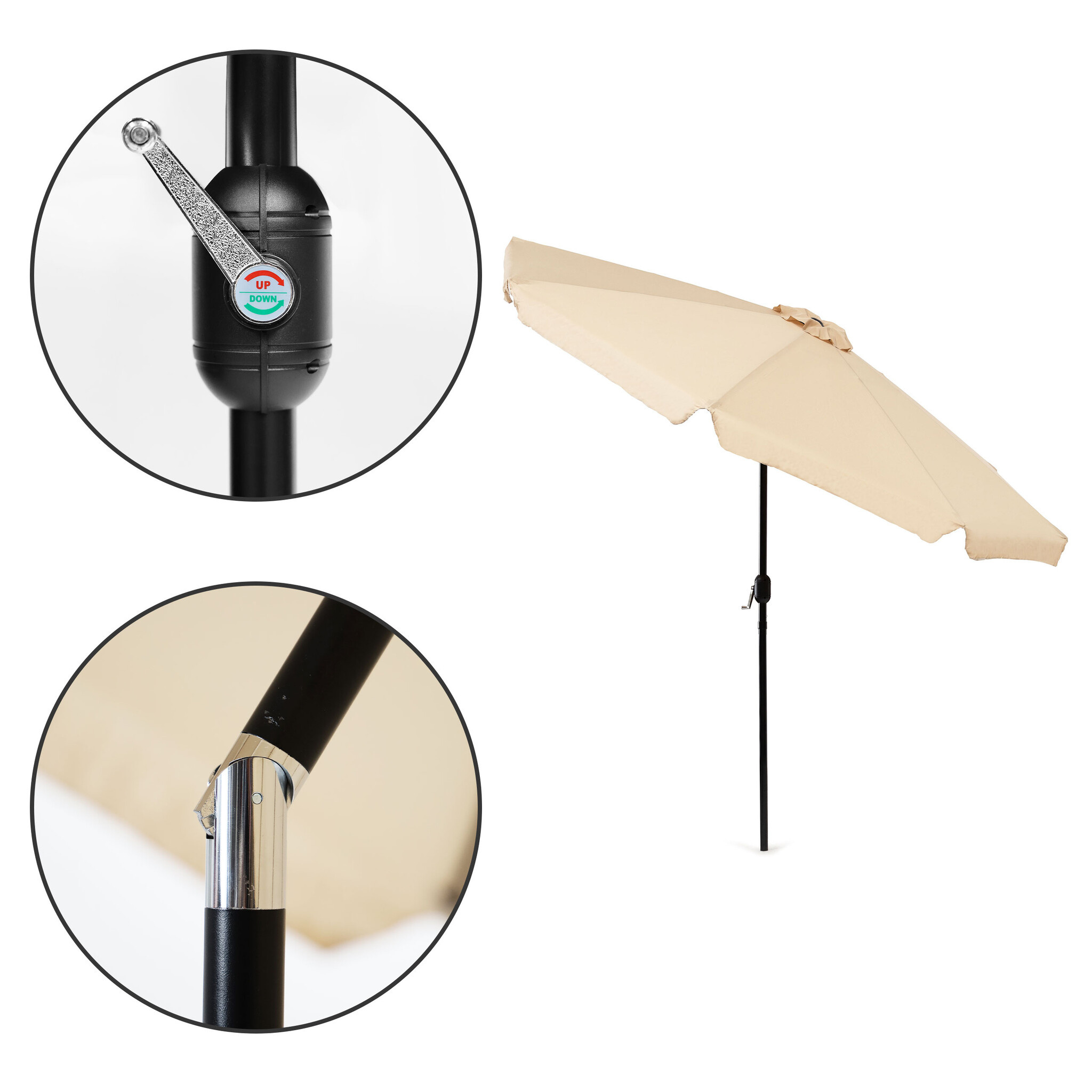 Parasol - waterdicht polyester - kantelbaar - 300 cm - beige