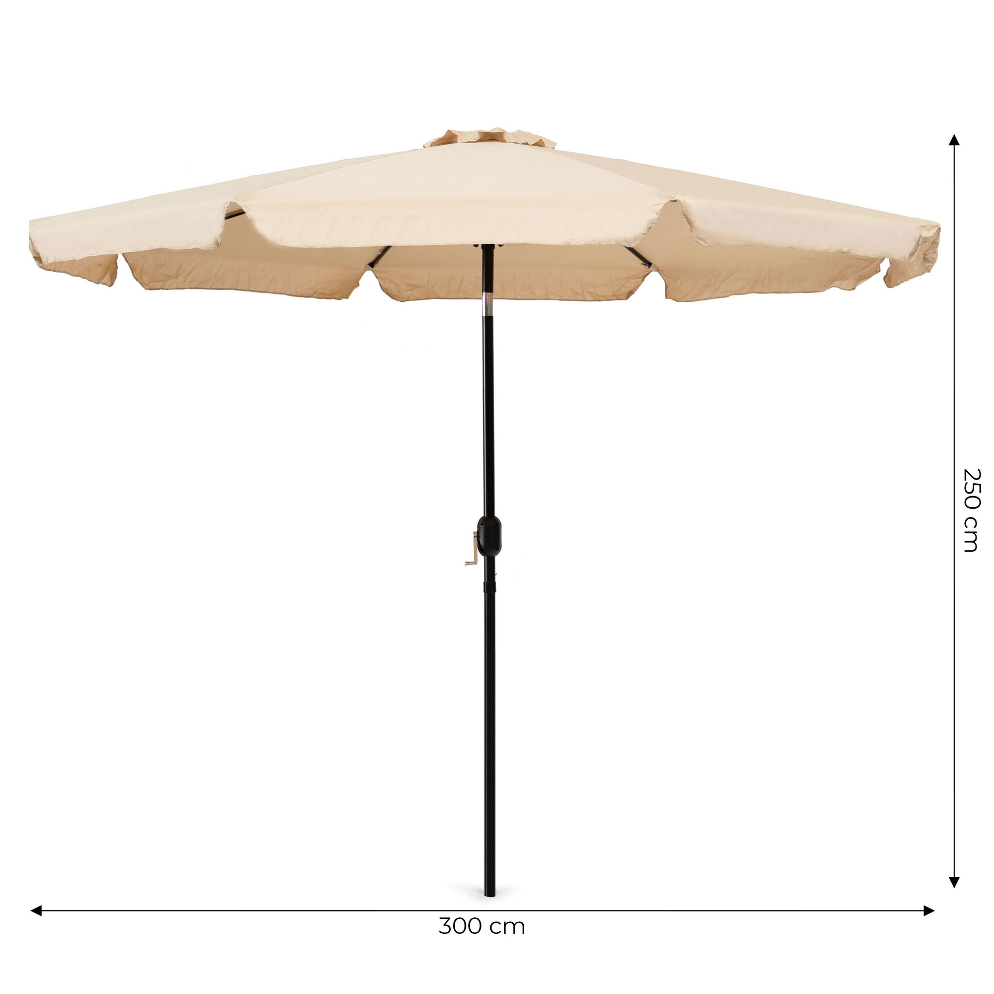 Parasol - waterdicht polyester - kantelbaar - 300 cm - beige