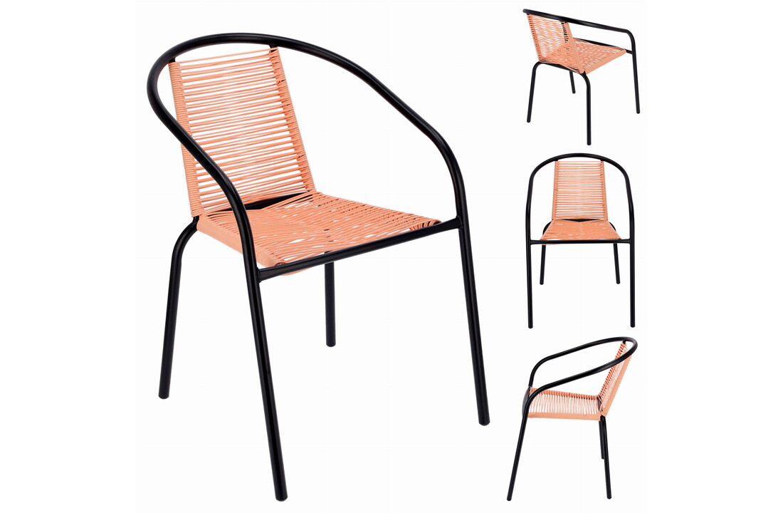Tuinstoel staal met gevlochten zitting – 72 cm – perzik