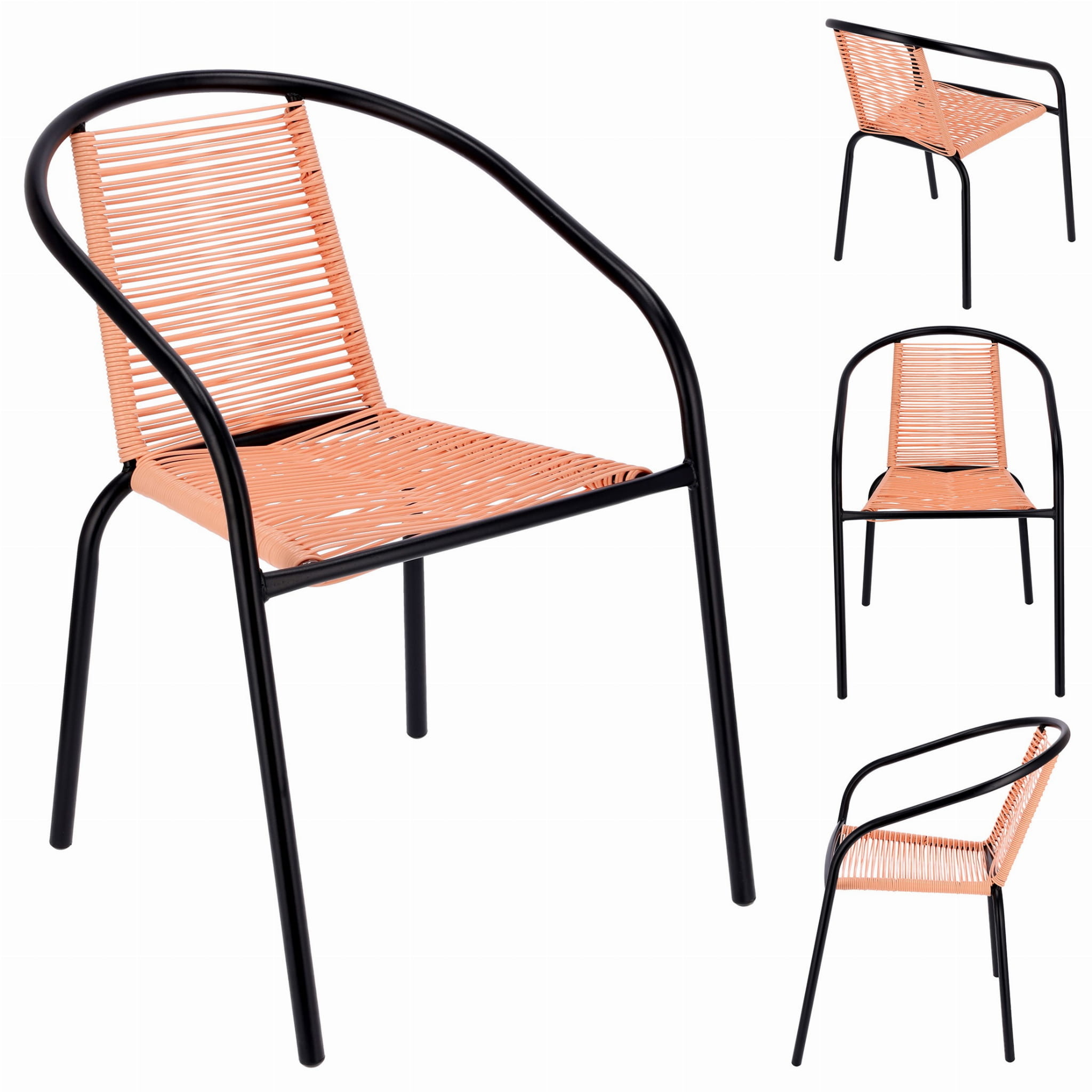 Tuinstoel staal met gevlochten zitting – 72 cm – perzik