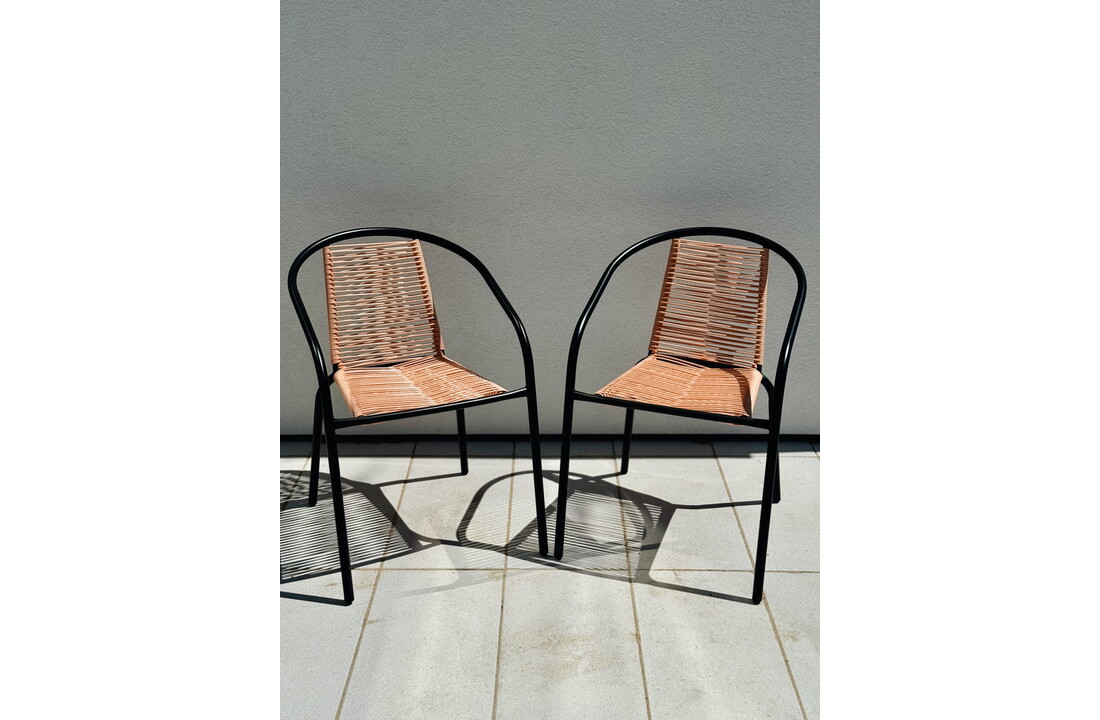 Tuinstoel staal met gevlochten zitting – 72 cm – perzik