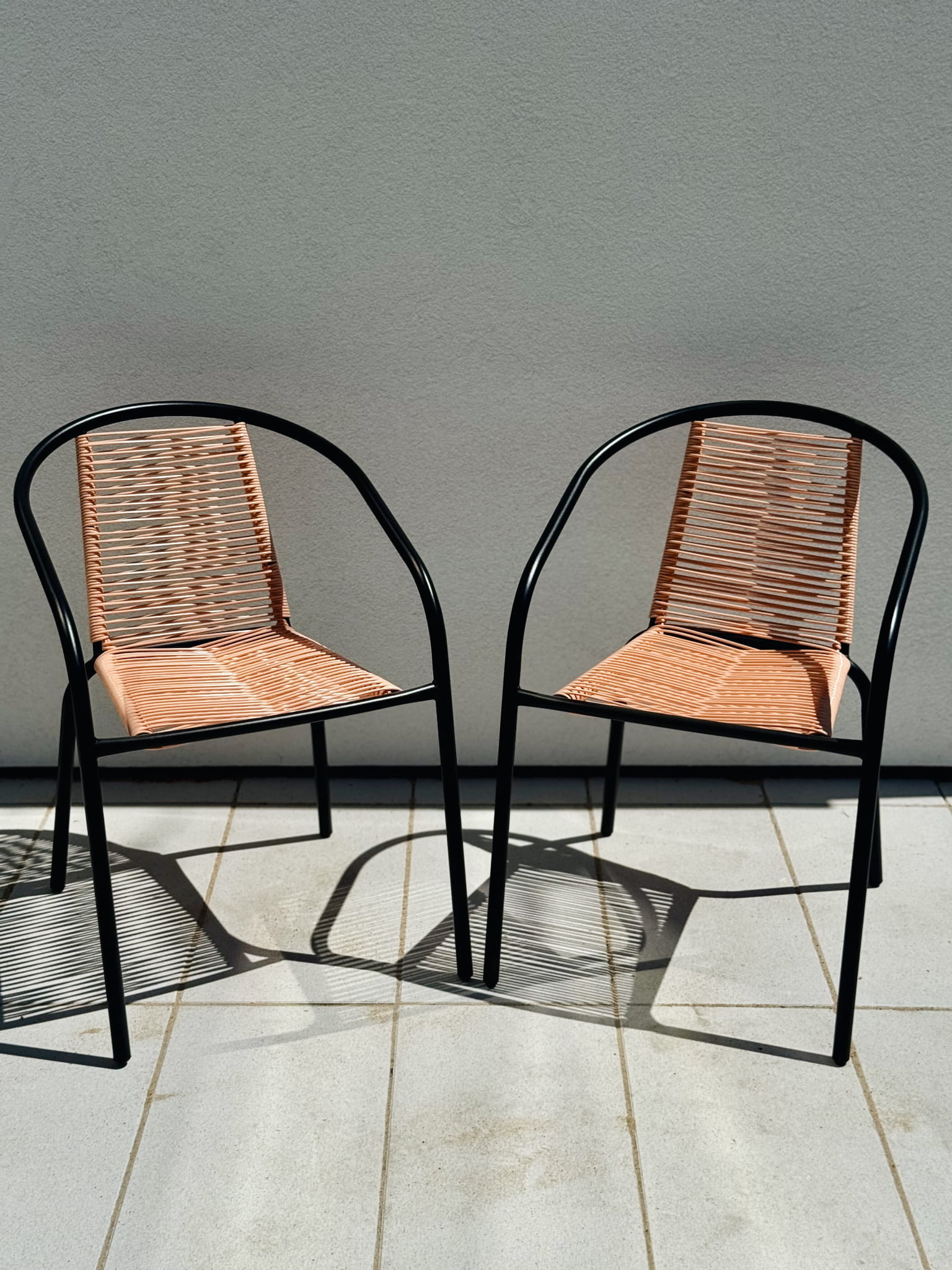 Tuinstoel staal met gevlochten zitting – 72 cm – perzik