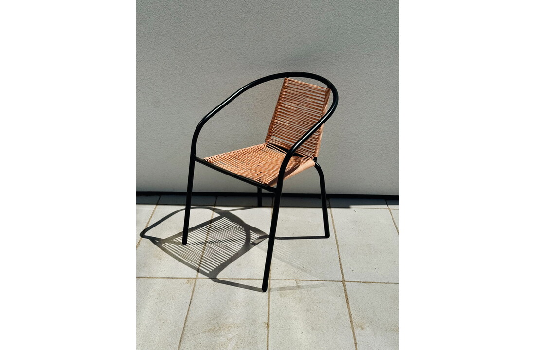Tuinstoel staal met gevlochten zitting – 72 cm – perzik