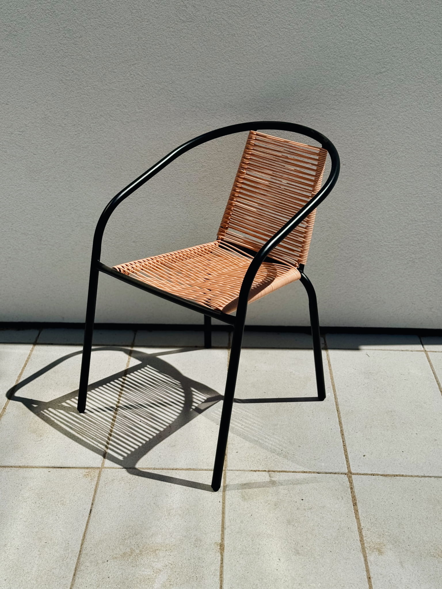 Tuinstoel staal met gevlochten zitting – 72 cm – perzik