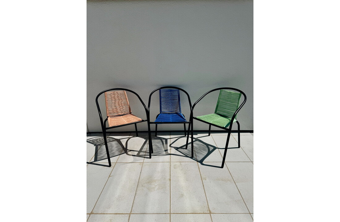 Tuinstoel staal met gevlochten zitting – 72 cm – perzik