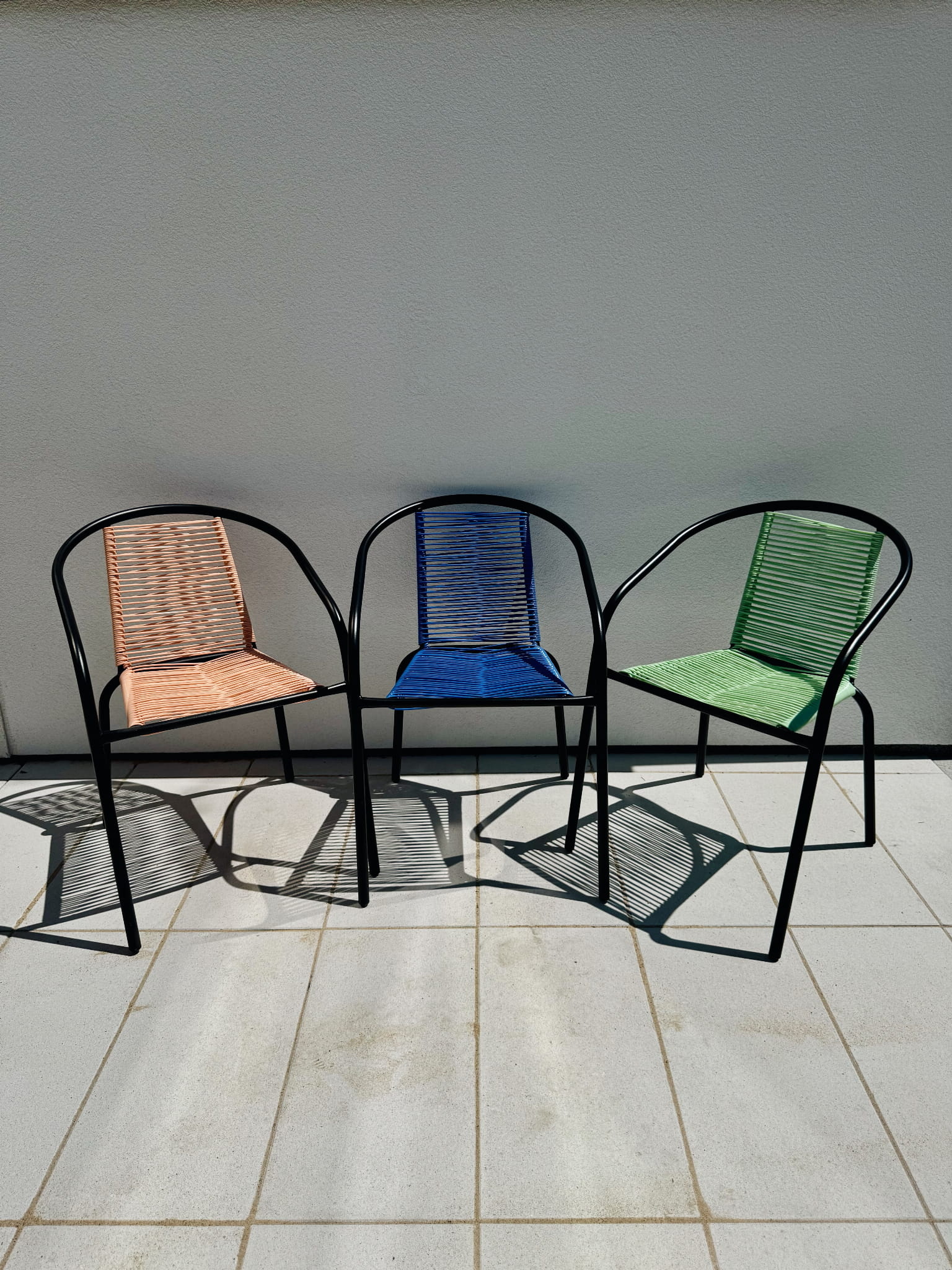 Tuinstoel staal met gevlochten zitting – 72 cm – perzik