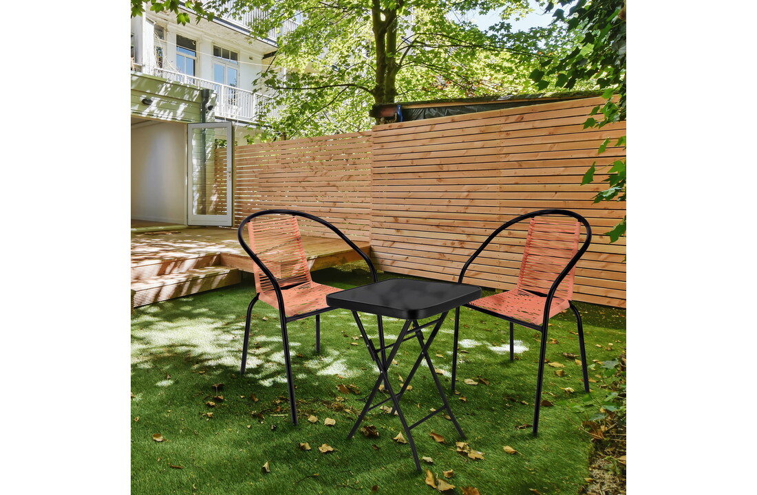 Tuinstoel staal met gevlochten zitting – 72 cm – perzik