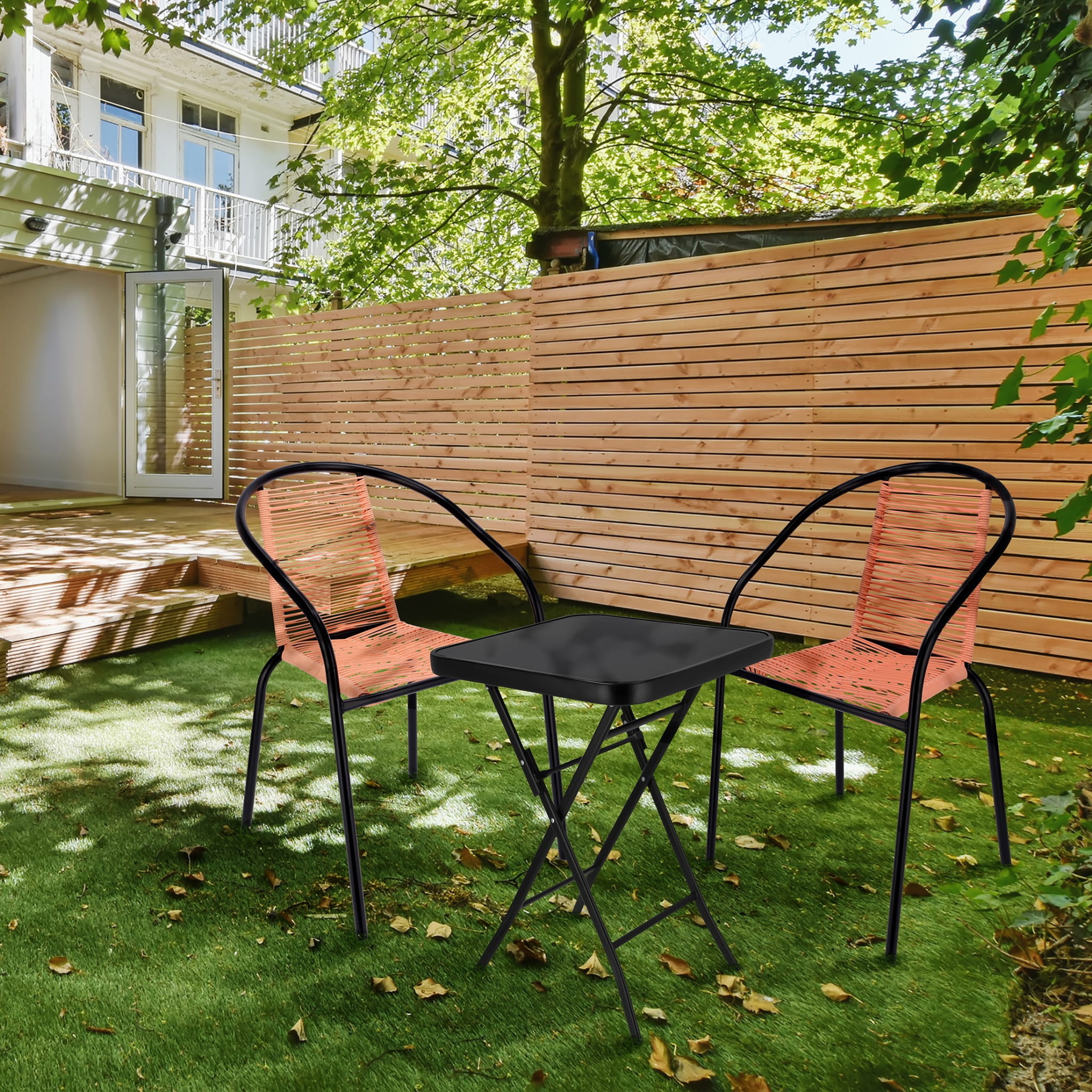 Tuinstoel staal met gevlochten zitting – 72 cm – perzik