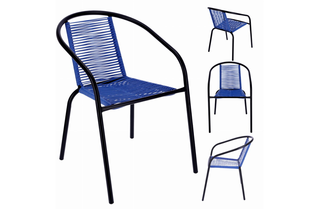 Tuinstoel staal met gevlochten zitting – 72 cm – blauw