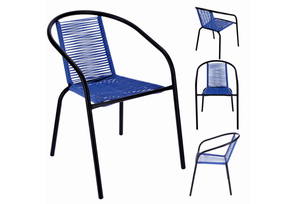 Tuinstoel staal met gevlochten zitting – 72 cm – blauw