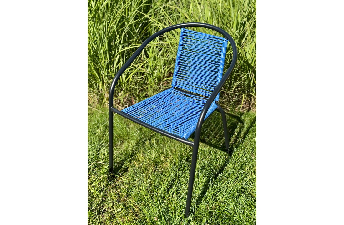 Tuinstoel staal met gevlochten zitting – 72 cm – blauw