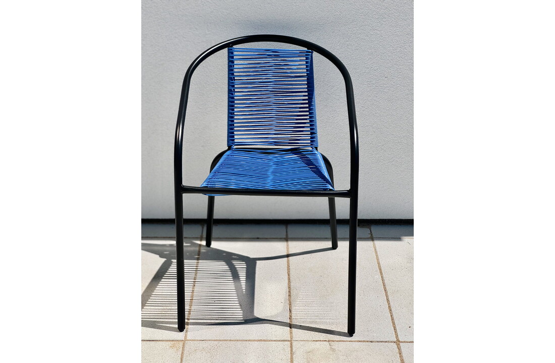 Tuinstoel staal met gevlochten zitting – 72 cm – blauw