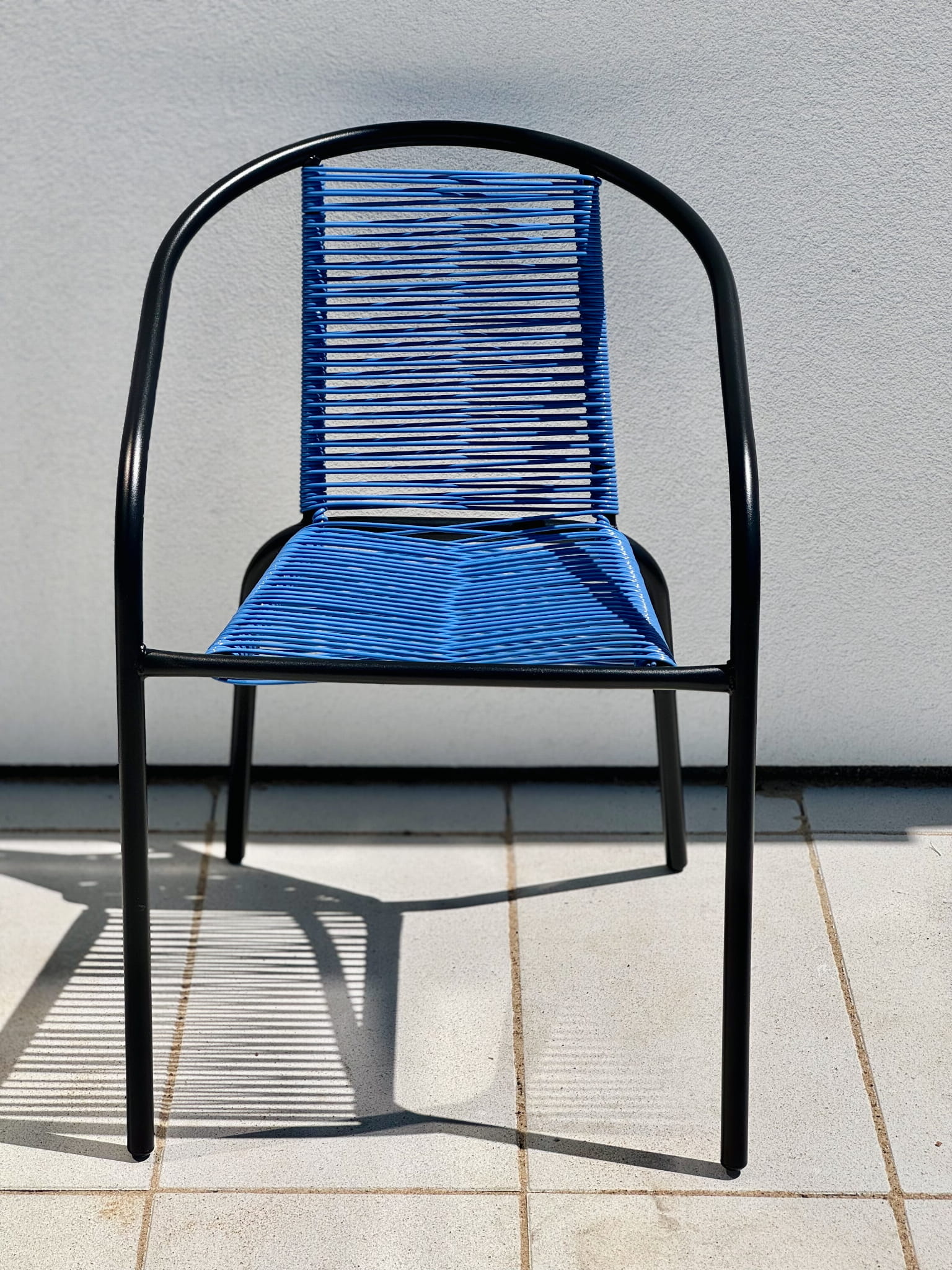 Tuinstoel staal met gevlochten zitting – 72 cm – blauw