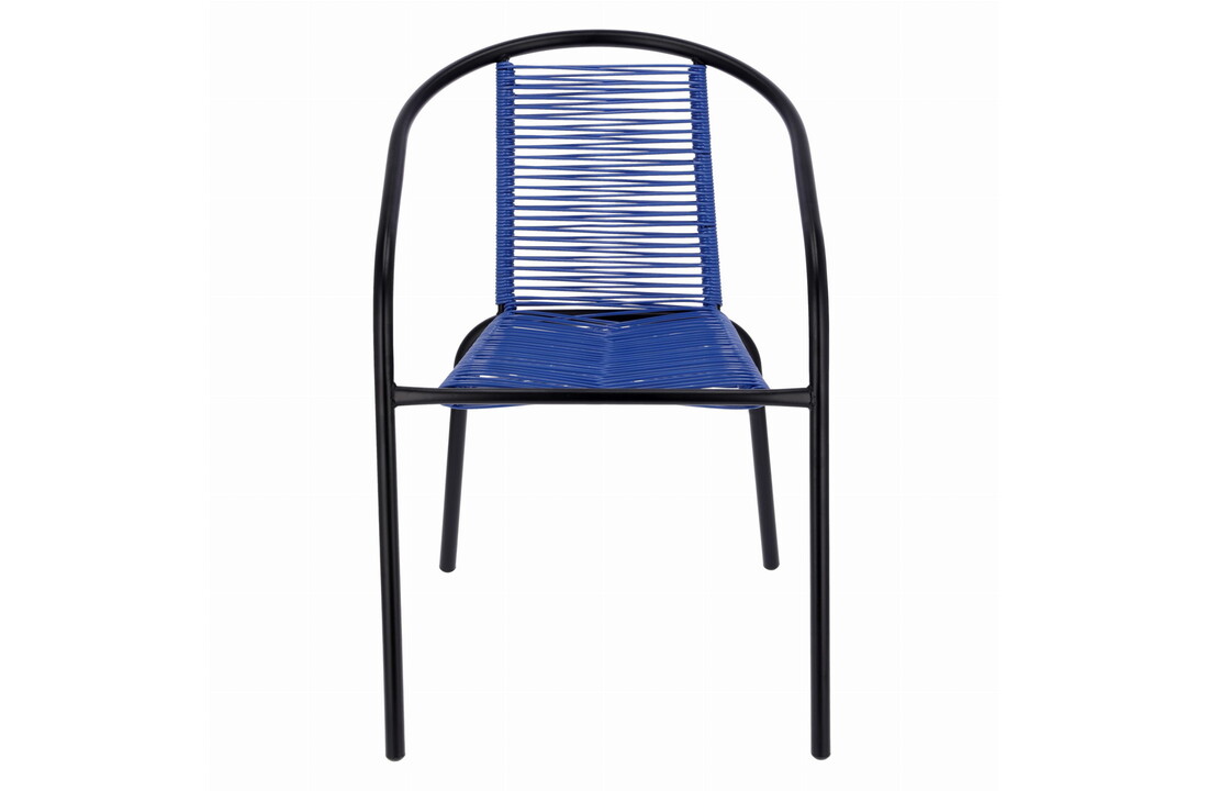 Tuinstoel staal met gevlochten zitting – 72 cm – blauw