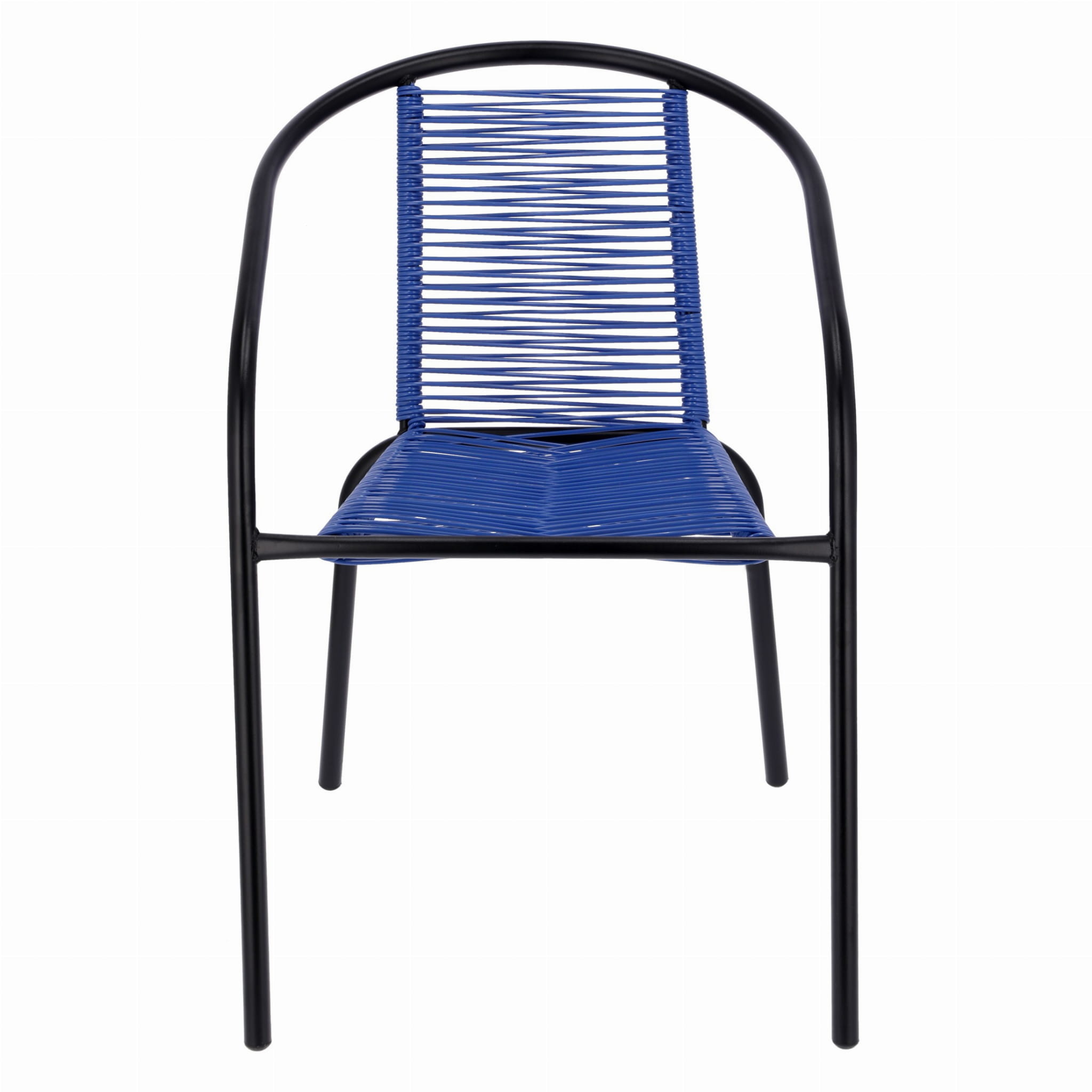 Tuinstoel staal met gevlochten zitting – 72 cm – blauw