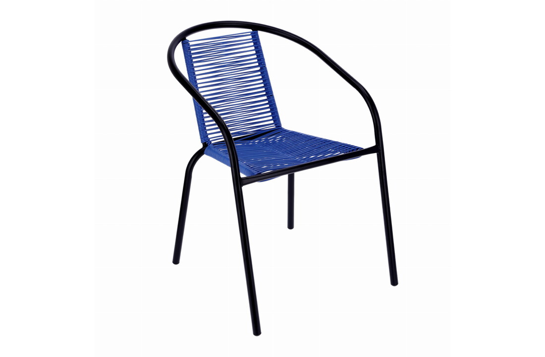 Tuinstoel staal met gevlochten zitting – 72 cm – blauw