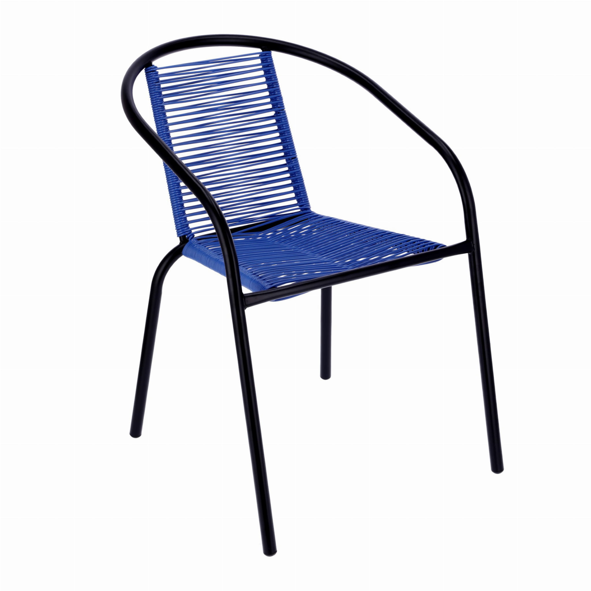 Tuinstoel staal met gevlochten zitting – 72 cm – blauw