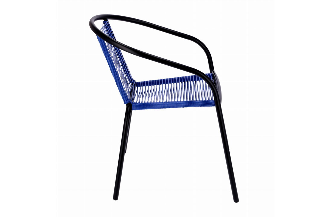 Tuinstoel staal met gevlochten zitting – 72 cm – blauw