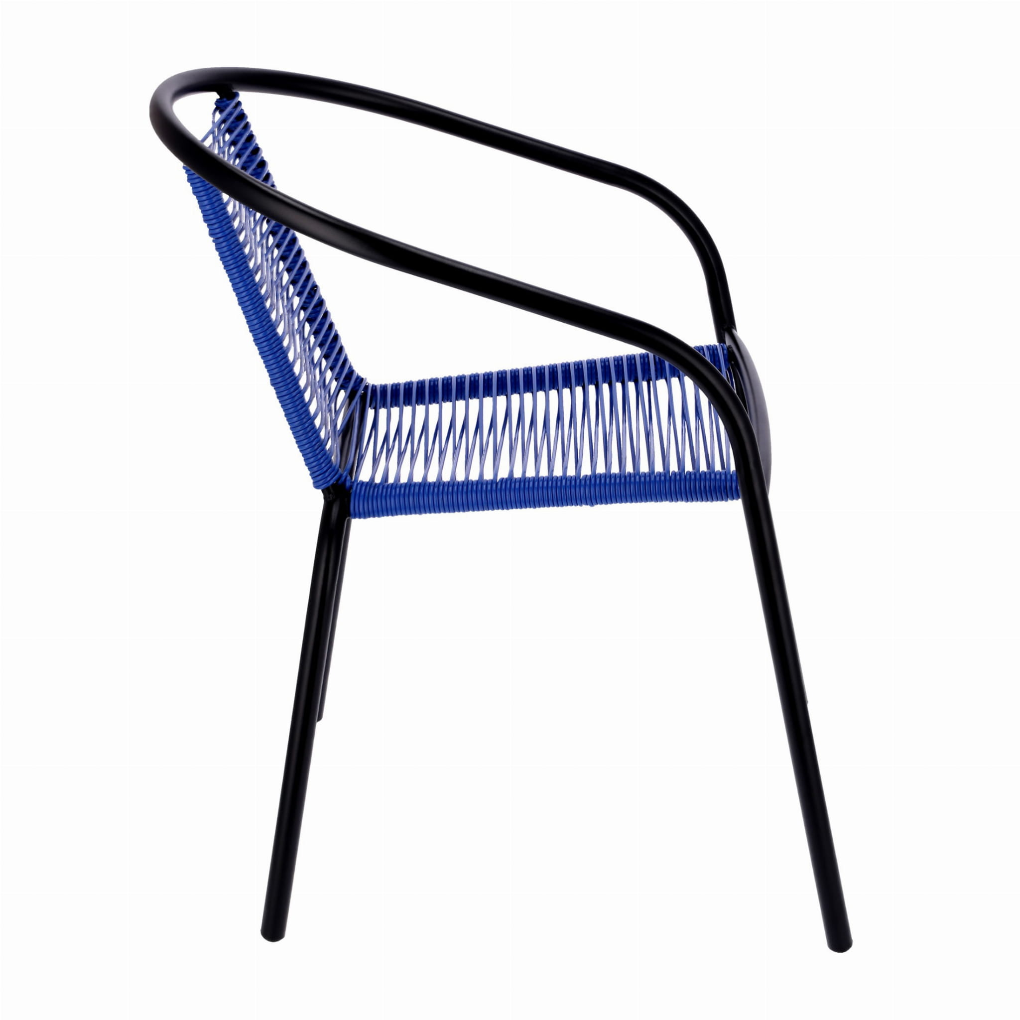 Tuinstoel staal met gevlochten zitting – 72 cm – blauw