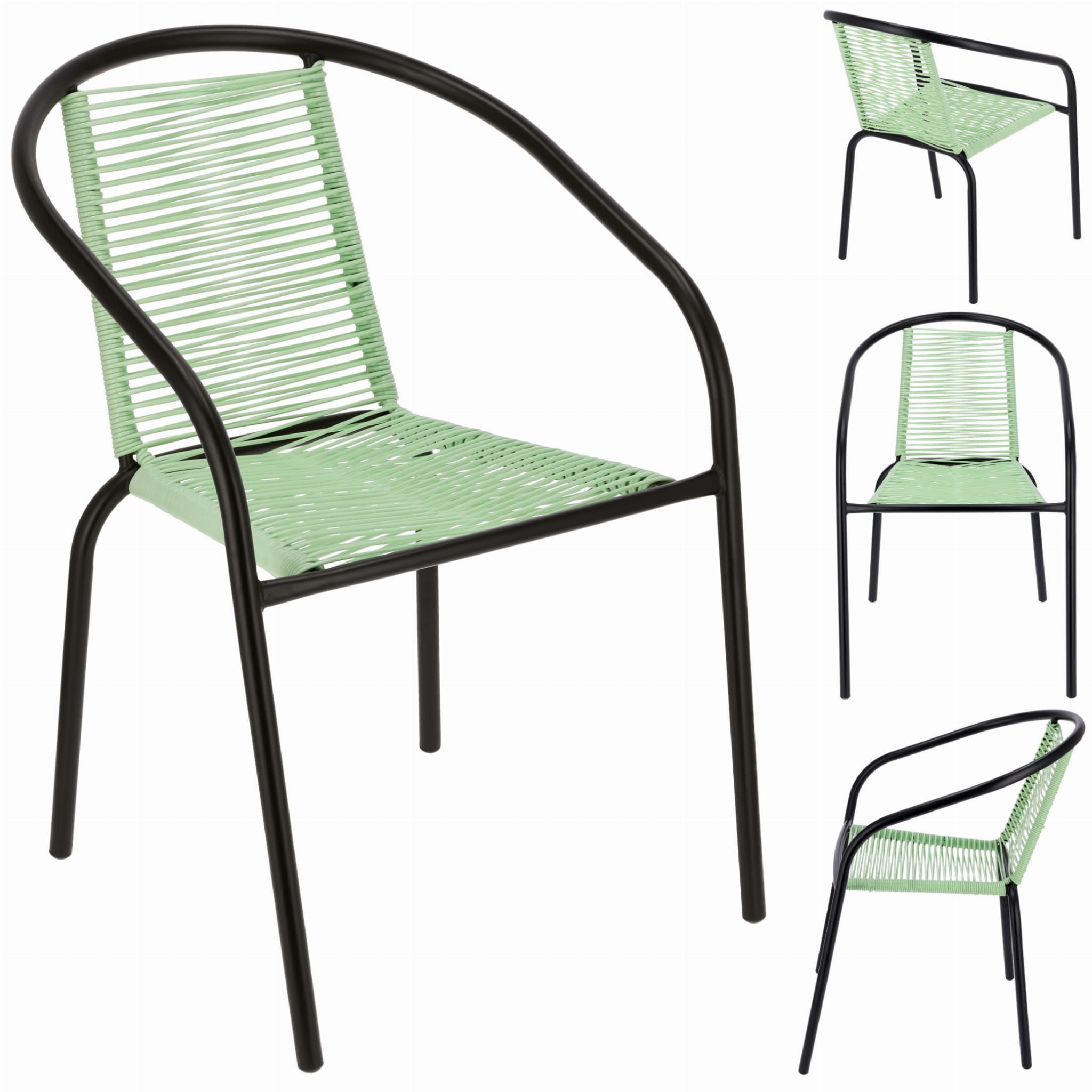 Tuinstoel staal met gevlochten zitting – 72 cm – groen