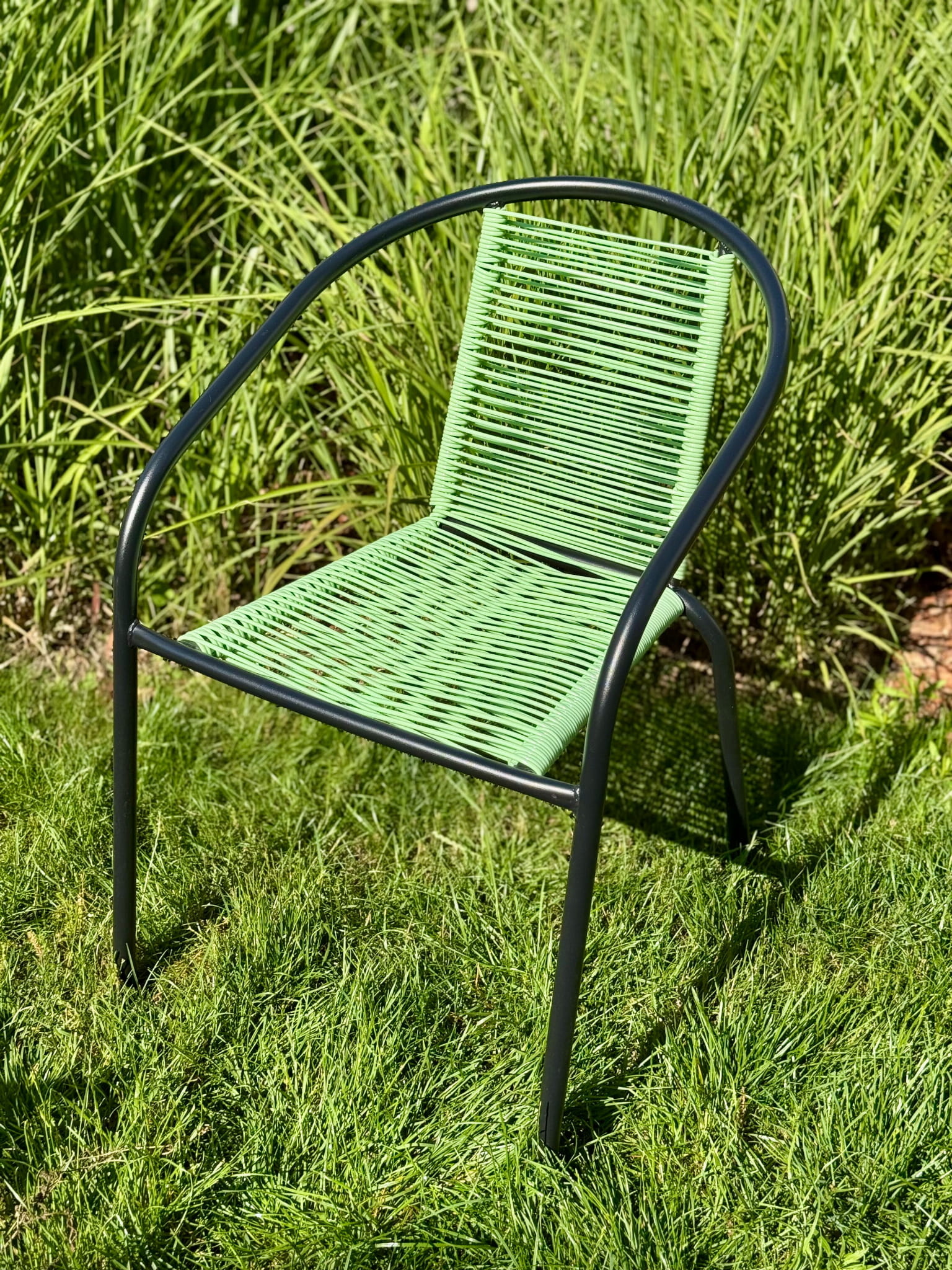 Tuinstoel staal met gevlochten zitting – 72 cm – groen