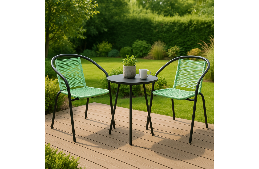 Tuinstoel staal met gevlochten zitting – 72 cm – groen