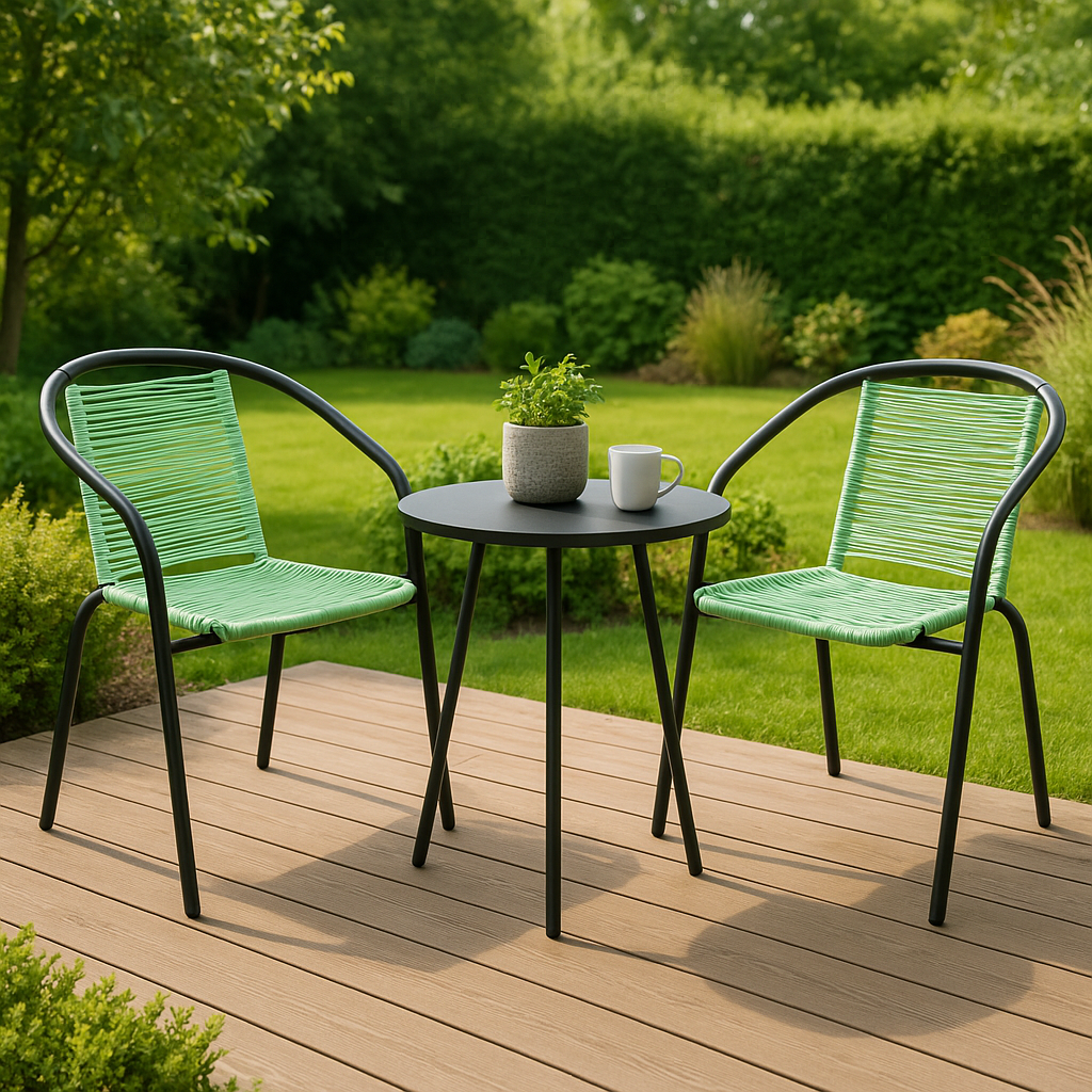 Tuinstoel staal met gevlochten zitting – 72 cm – groen