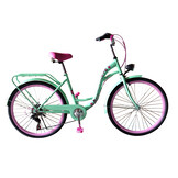 Meisjesfiets 26 inch - 7 versnellingen - mintgroen met roze