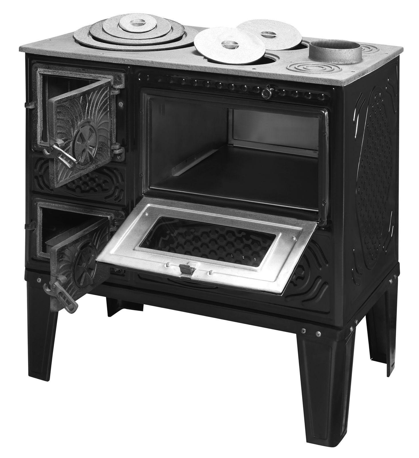 Houtfornuis - houtkachel - zwart - 7,85 kW - verwarmt tot 55 m²