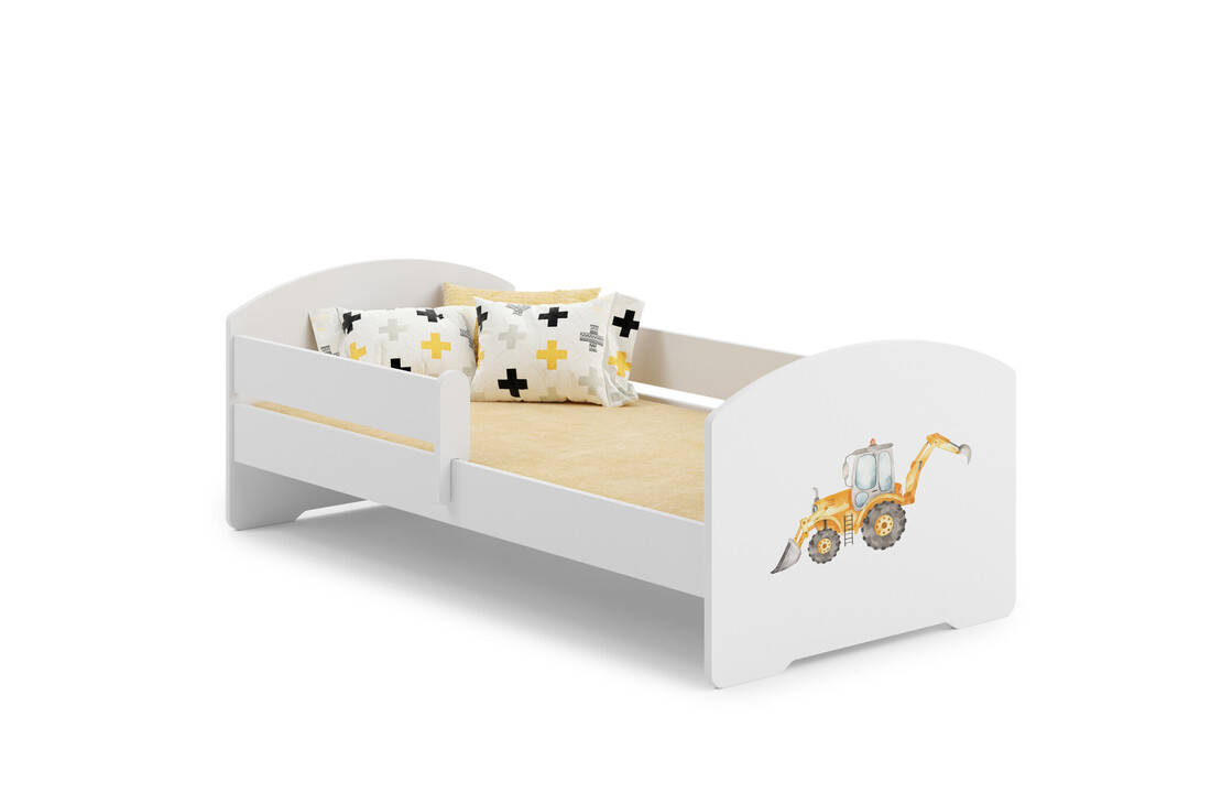 Kinderbed met matras en uitvalbeveiliging – 160x80 cm – tractor
