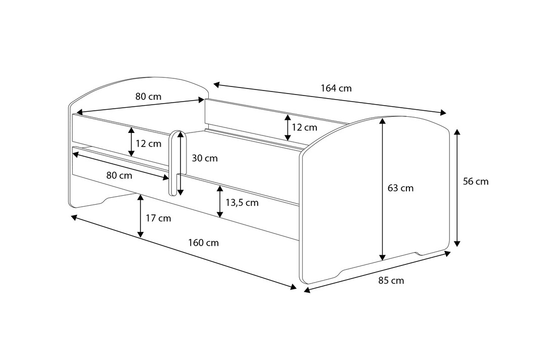 Kinderbed met matras en uitvalbeveiliging – 160x80 cm – tractor