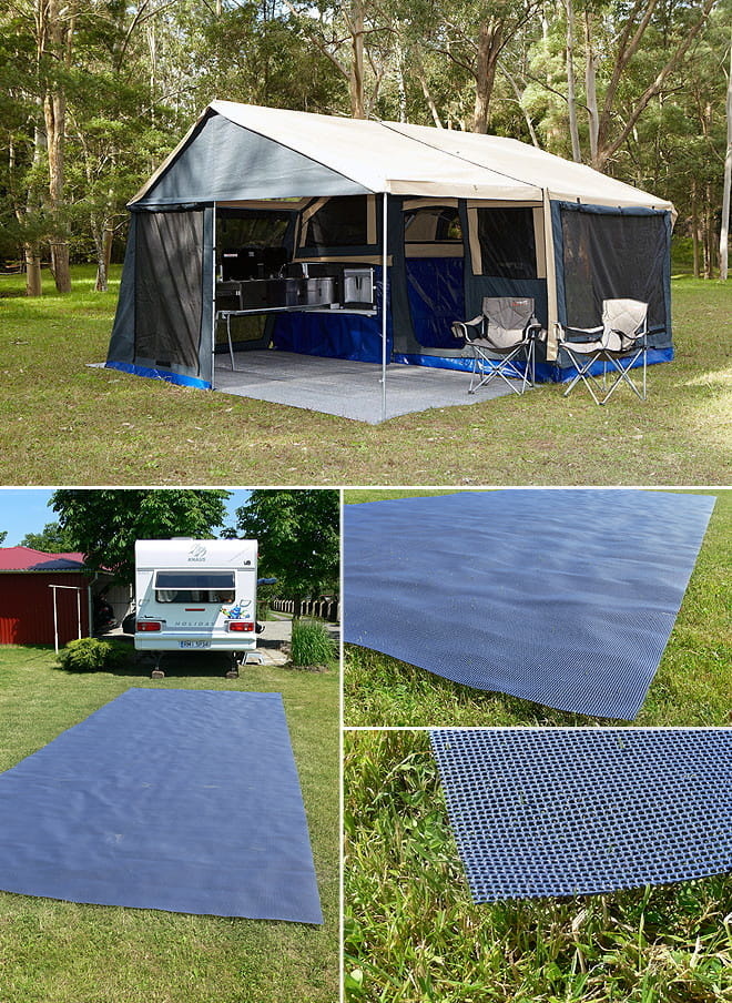 Tenttapijt - grondzeil voortent - 430g - 250 cm breed - blauw