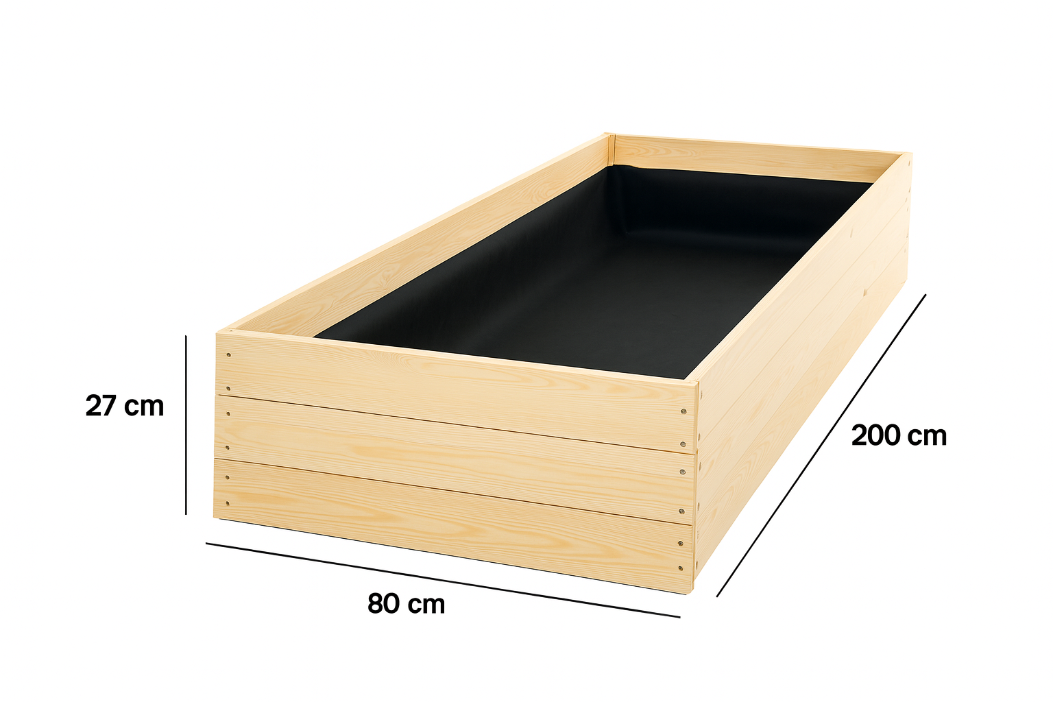 Moestuinbak - kweekbak - 200x80x27 cm - hout - met gronddoek