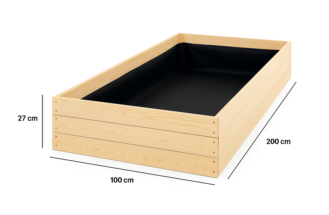 Moestuinbak - kweekbak - 200x100x27 cm - hout - met gronddoek