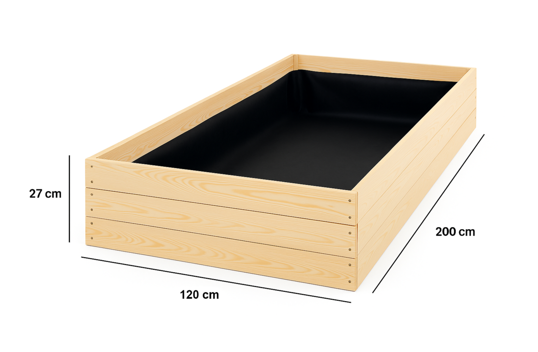 Moestuinbak - kweekbak - 200x120x27 cm - hout - met gronddoek