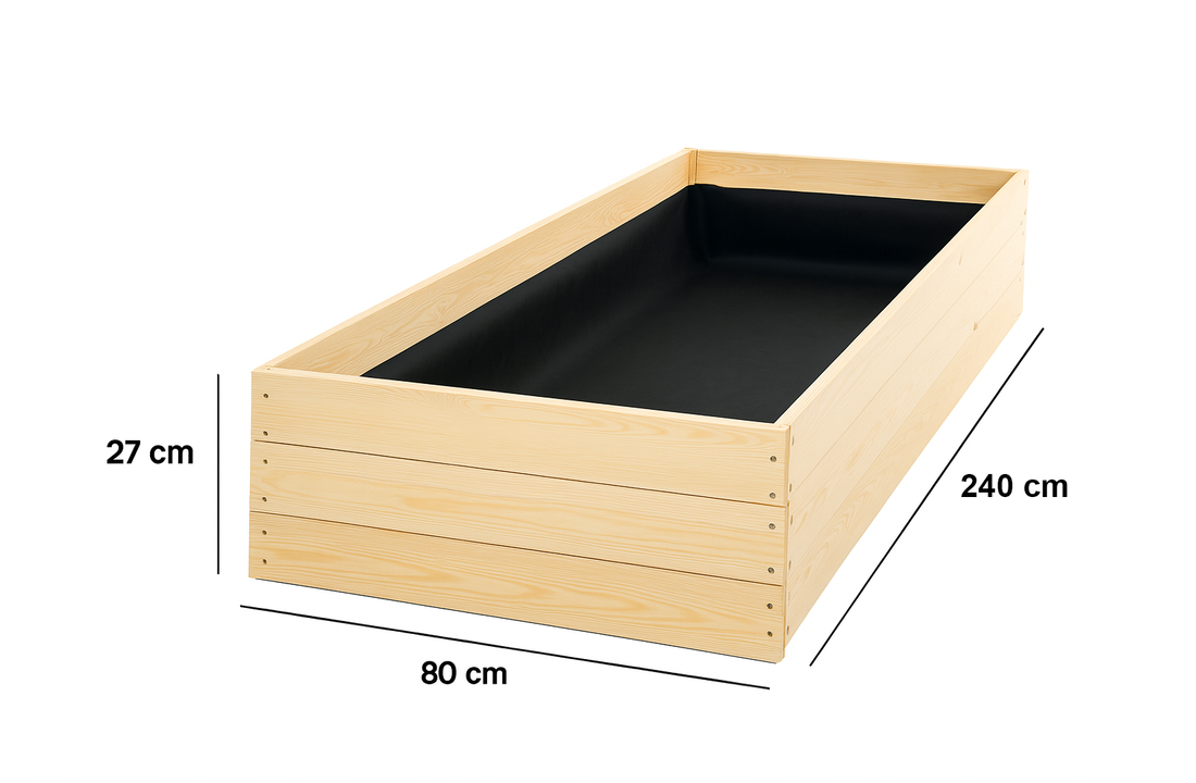Moestuinbak - kweekbak - 240x80x27 cm - hout - met gronddoek