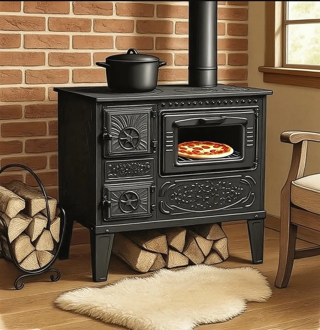 Houtfornuis - houtkachel - zwart - 7,85 kW - verwarmt tot 55 m²