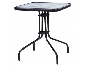 Tuintafel - 60cm - gehard glas - zwart