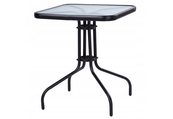 Tuintafel - 60cm - gehard glas - zwart