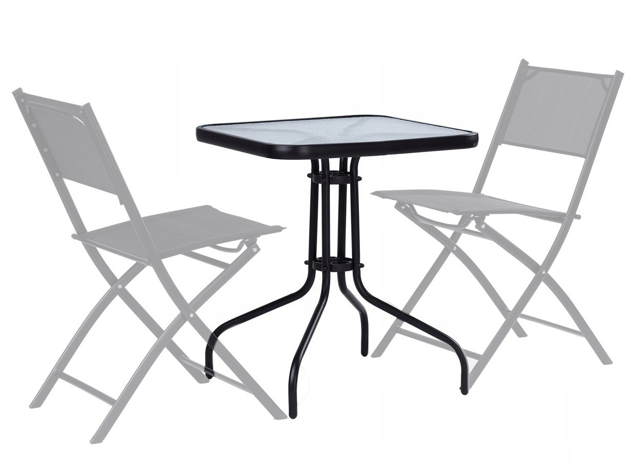 Tuintafel - 60cm - gehard glas - zwart